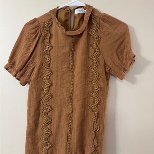 Shop The Mint Boutique Brown Top with Lace Accents